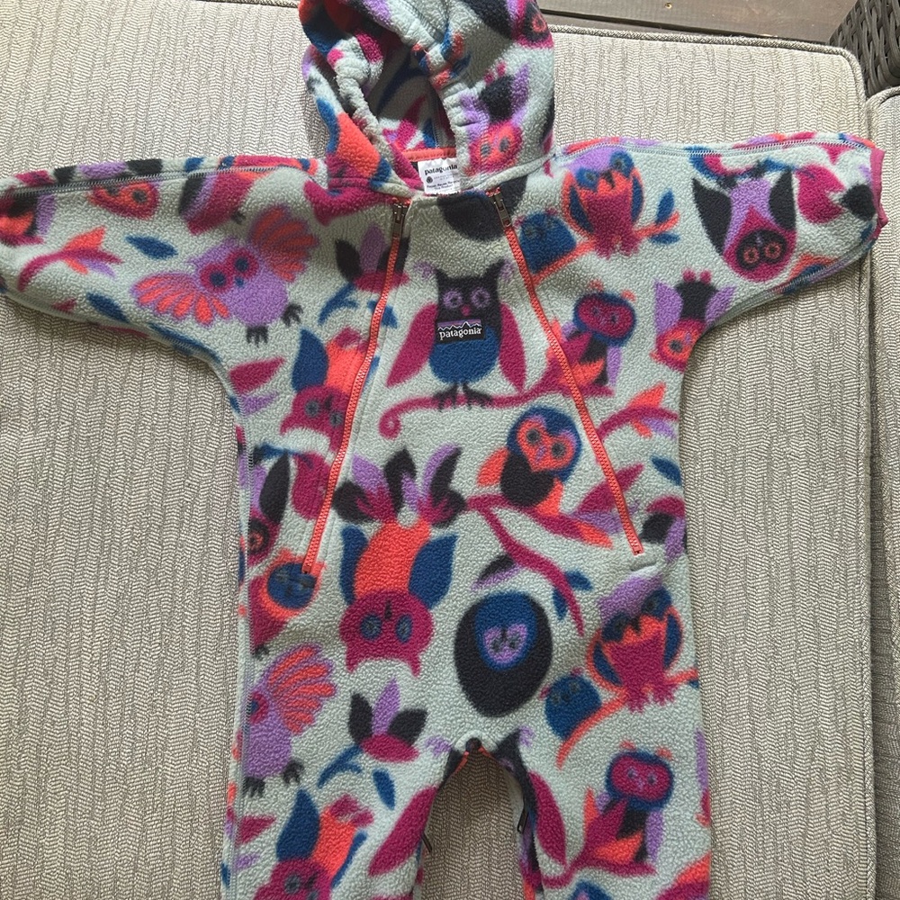 Patagonia Baby Fleece One Piece - Pink and Blue Owls